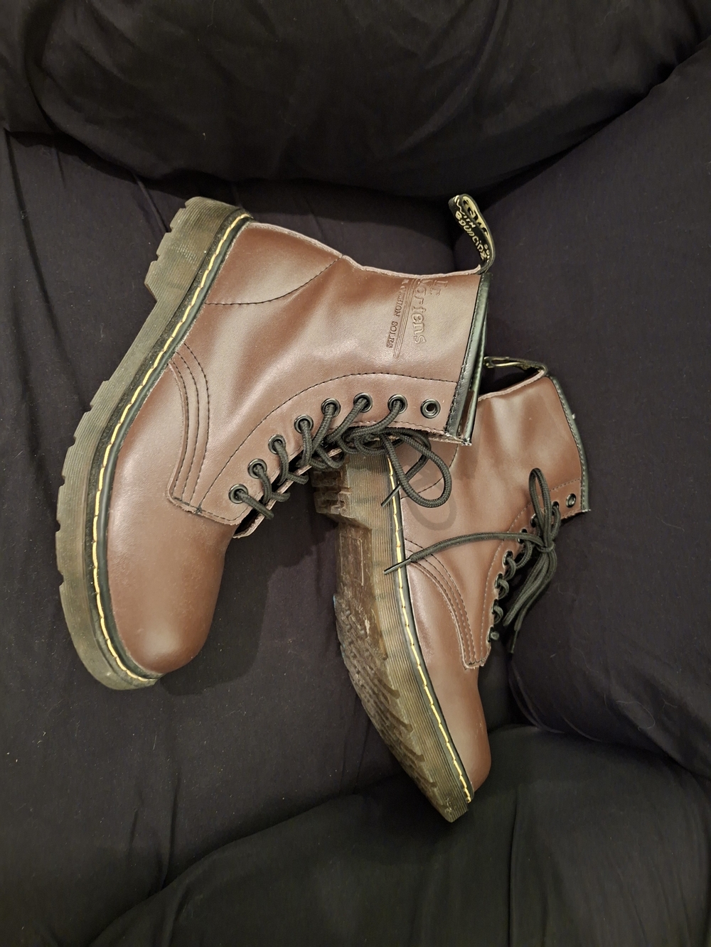 Dr. Martens Brown 8-Eye Leather Combat Boots - Picture 2 of 7